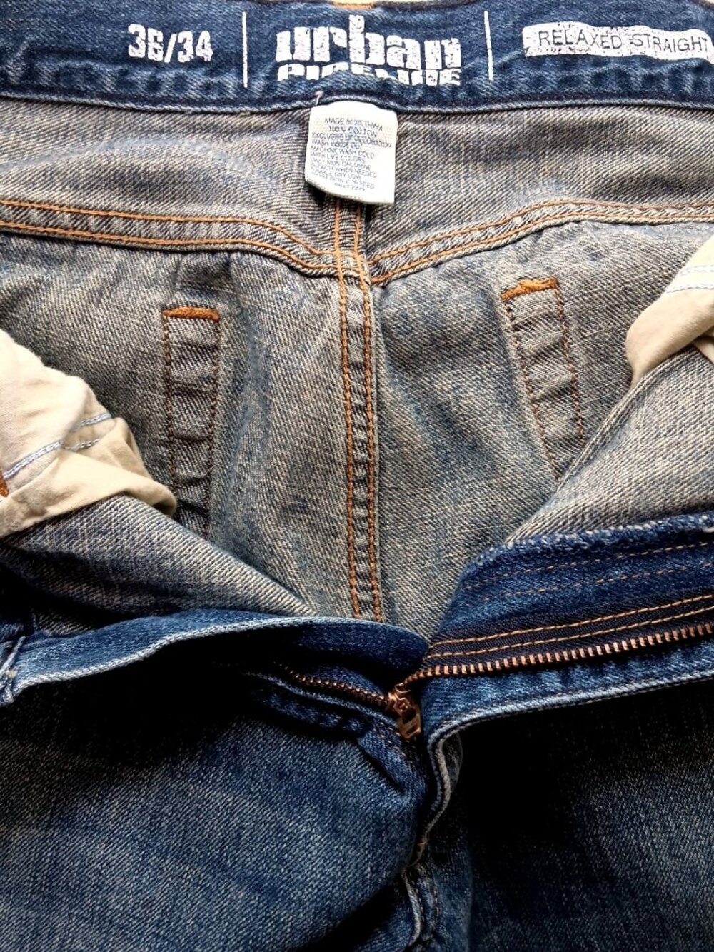 Vintage Denim Jeans 36x34 Y2K Urban Pipeline Mens Relaxed Fit Blue